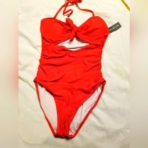 NWT red racy rauched swimsuit slimming